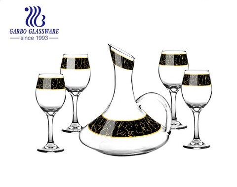 Middle east hot selling stone decal 325ml wine and 1500ml decanter drinking glasses set