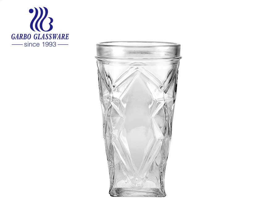 Verrerie gaufrée claire en verre highball bon marché de 10 oz fabriquée en Chine