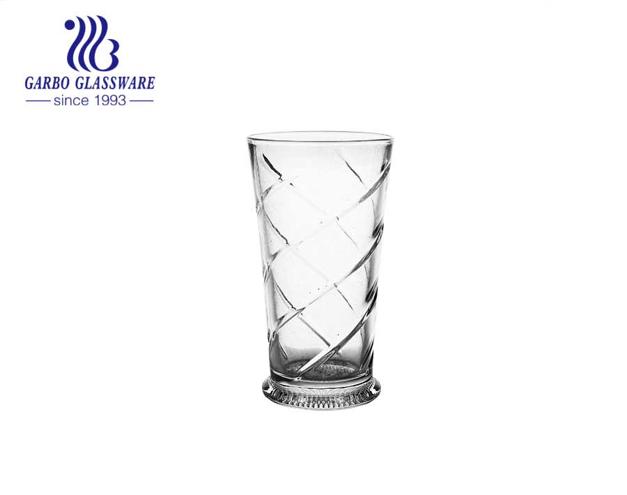 Verrerie gaufrée claire en verre highball bon marché de 10 oz fabriquée en Chine