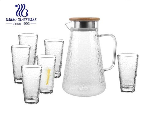 Bộ bình thủy tinh borosilicate 7PCS Thiết kế hình lục giác Bình chia độ 1.7L Bình chia độ 300ml