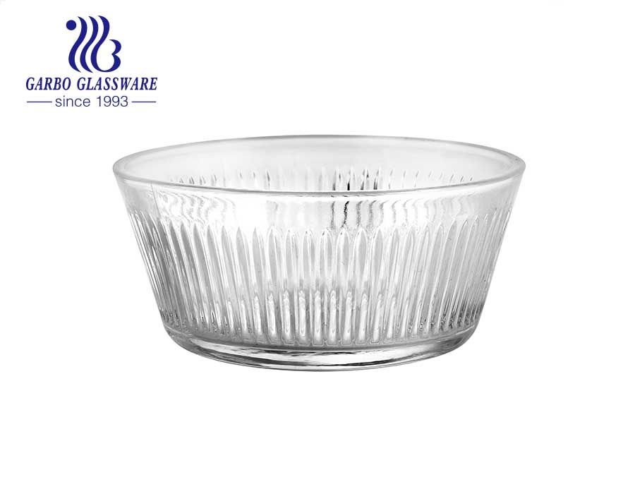 5-inch small-size delicate flower-design clear glass bowl with gold rim