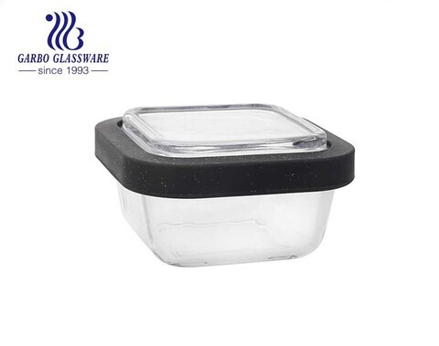 300 ml Quadratmeter Lebensmittelaufbewahrungsbehälter aus Glas Aufbewahrungsbehälter aus Glas mit Deckel