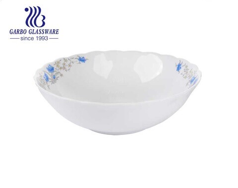 9 inch tròn màu trắng Bộ đồ ăn bằng thủy tinh chịu lực Opal Bát đĩa đựng salad