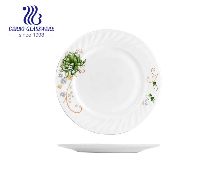 9 inch tròn màu trắng Bộ đồ ăn bằng thủy tinh chịu lực Opal Bát đĩa đựng salad