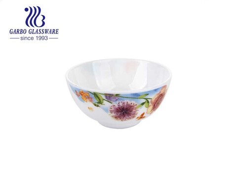 5 Zoll rundes weißes Opalglas French Garden Rice Bowl für Geschirr