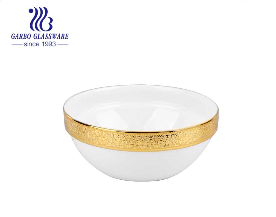 5 Zoll rundes weißes Opalglas French Garden Rice Bowl für Geschirr