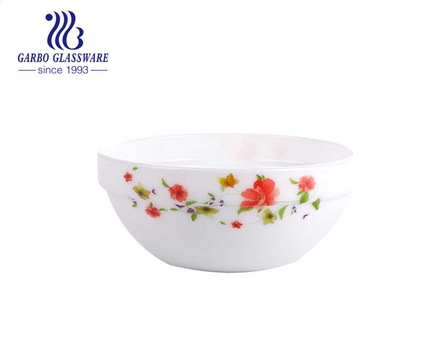 5 Zoll rundes weißes Opalglas French Garden Rice Bowl für Geschirr