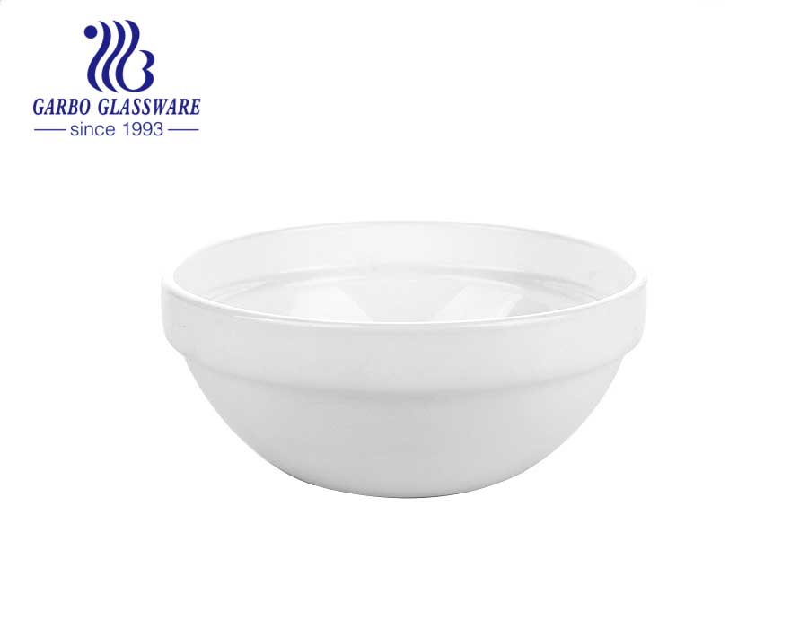 5 Zoll rundes weißes Opalglas French Garden Rice Bowl für Geschirr