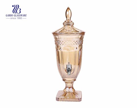 2L high quality juice drinking glass dispenser for home hotel and restaurant using with amber colored 