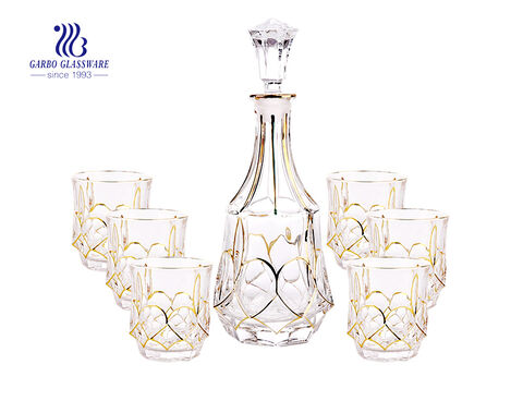 7PCS luxury high white golden rim glass decanter set from China good gift for your freinds
