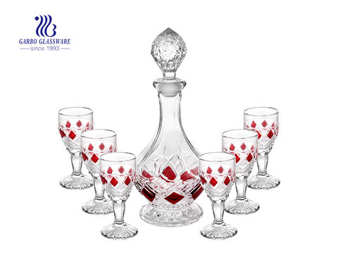 7 PCS de luxo branco alto aro de ouro decanter de vidro conjunto da China bom presente para seus amigos