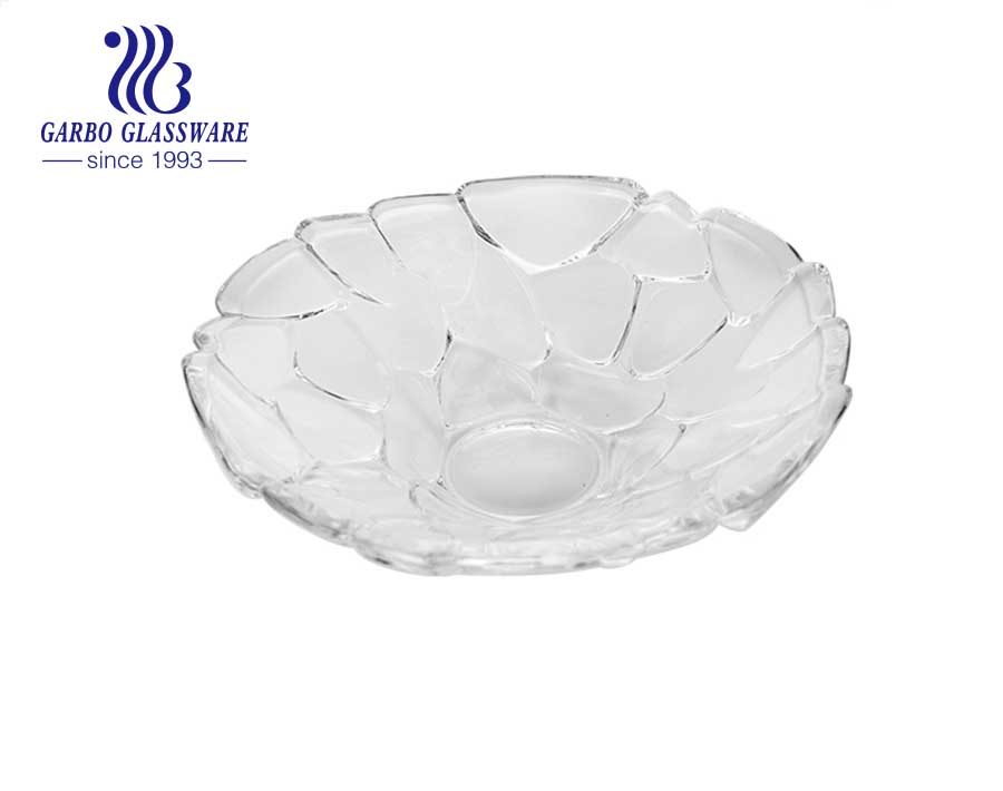 Bol en verre transparent de forme ronde de 9.5 pouces pour placer les fruits et légumes