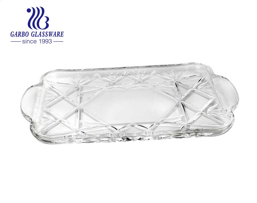 7-Zoll mittelgroße zarte Diamant-Design-Klarglasplatte für Salat und Obst