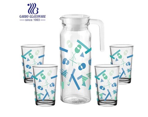 5PCS heiß verkaufen europäischen Stil billig Fabrikpreis Glaswaren Set Werbe-Trinkwasser-Set in Lebensmittelqualität