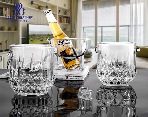 1 Liter Diamant Designs Vintage Glas Eiskübel hochwertige Glas Wein Eimer mit Griff
