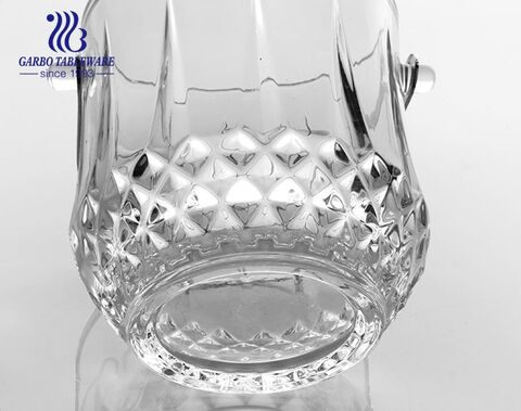 1 litre diamond designs vintage glass ice bucket high quality glass wine bucket with handle