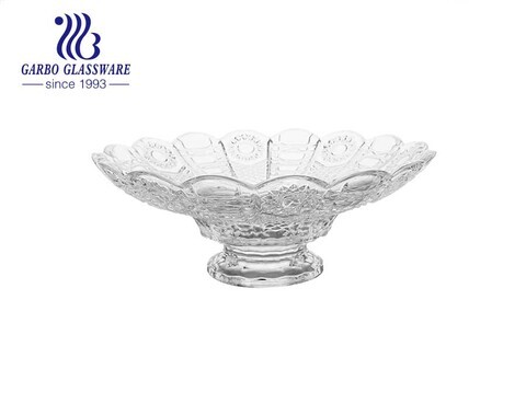 Hot-selling 12 inch Glass Fruit Bowl with Sunflower Design and High White Quality