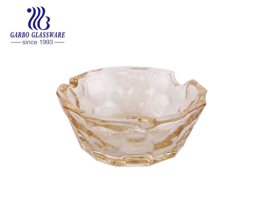 Large Ion-plating Glass Ashtray with Special Rock Design for Home and Bar Using