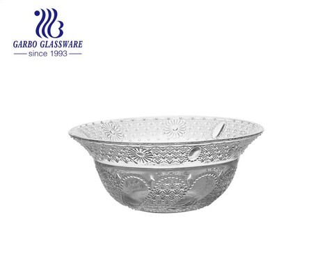 5inch Wholesale machine-made engraved sunflower pattern glass bowl classical glass bowl with factory price