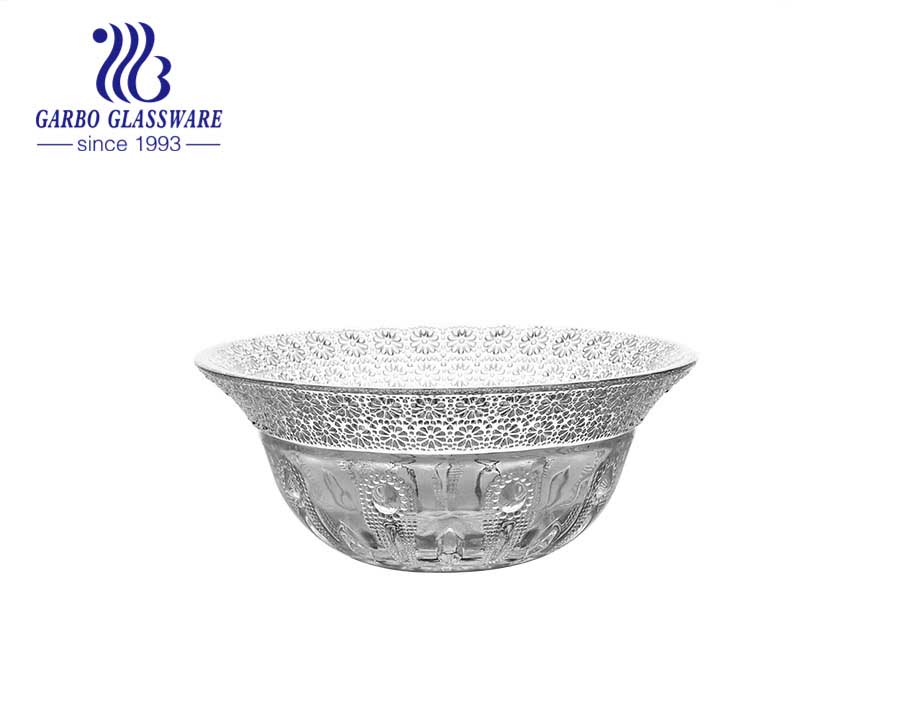 5inch Wholesale machine-made engraved sunflower pattern glass bowl classical glass bowl with factory price