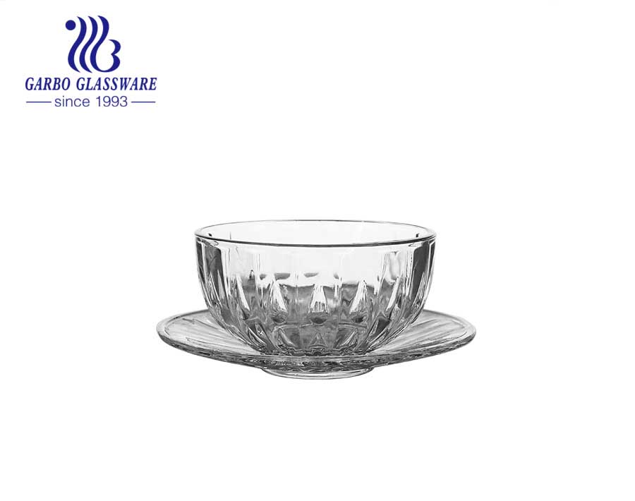 Bol de vidrio clásico con patrón de girasol grabado al por mayor de 5 pulgadas Bol de vidrio clásico con precio de fábrica