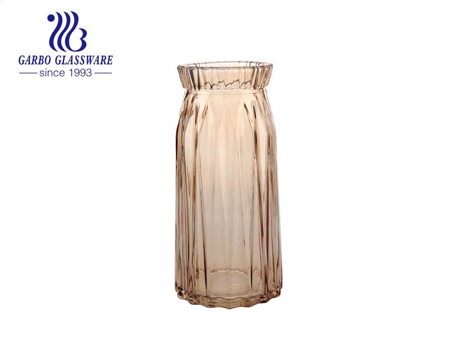 Fantastic Ins Modern Pink Glass Vase Hand Made Crystal Clear Glass Vase for Home Office Decor 