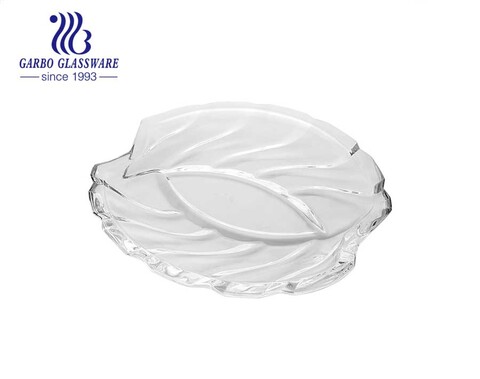 Special Glass Fruit Plate with Leaf Design for Fruit and Home Using