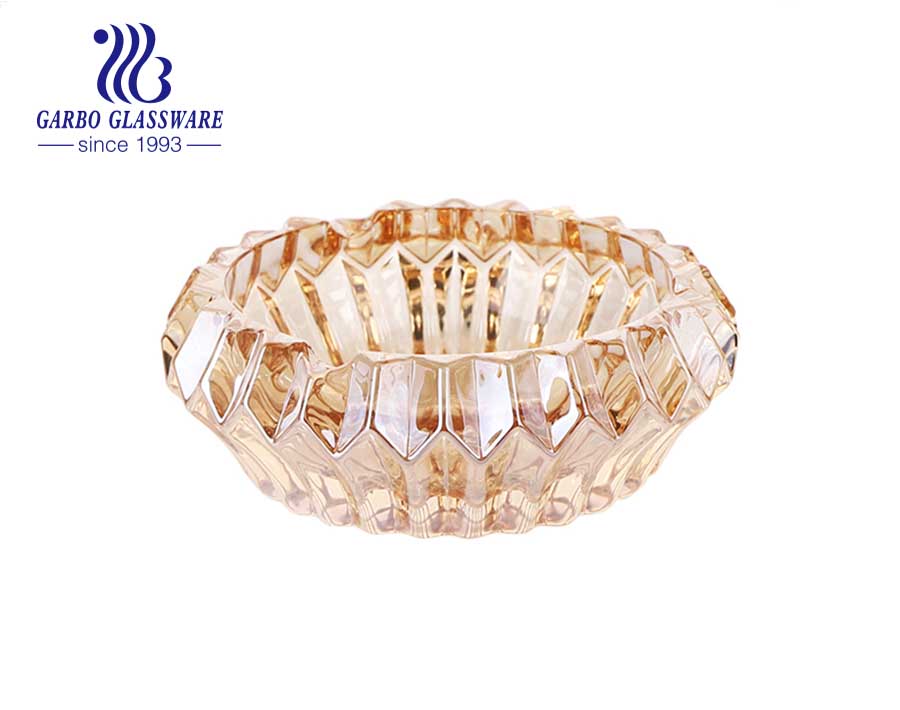 Posacenere in vetro di cristallo di medie dimensioni con motivo inciso cristallino con motivo a diamante per regali e decorazioni
