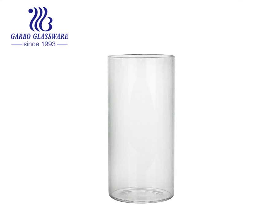 12OZ Durable design crystal clear borosilicate glass cup restaurant use heat resistant OEM  borosilicate glass cup