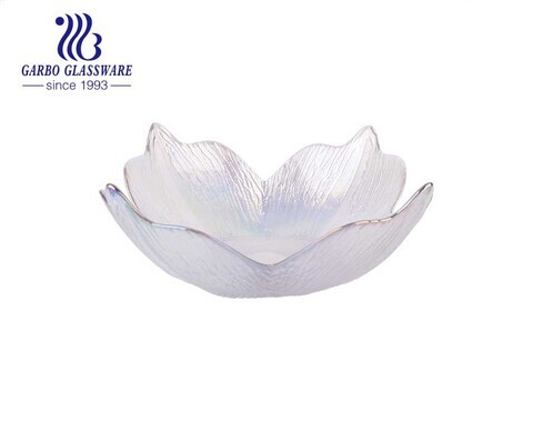 Silver ion plating flower shape glass plate high end petal shape glass plate from China factory