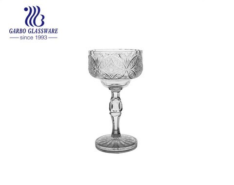 Coupe de bol de crème glacée en verre gravé clair avec pied de 210 mm de hauteur