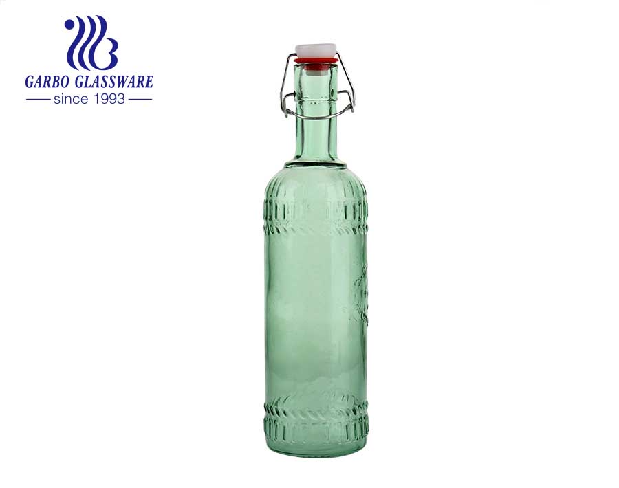 Green 1100ml  Glass Beer Bottle Beverage Storage bottle with wholesale price 
