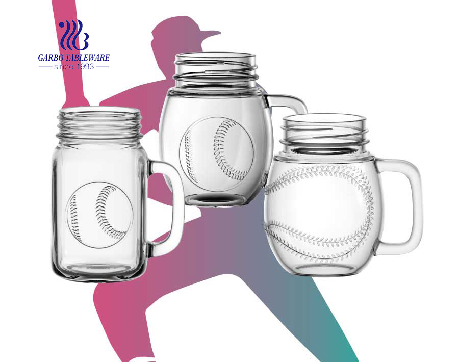 18oz New Multi-design hot sell in South America football glass mason jar drinking glasses