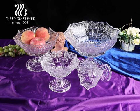 4 Sizes Luxury Mid-east Style Stylish Glass Fruit Bowl with Crazily Popular Sunflower Design