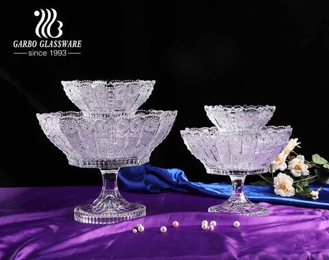 4 Sizes Luxury Mid-east Style Stylish Glass Fruit Bowl with Crazily Popular Sunflower Design