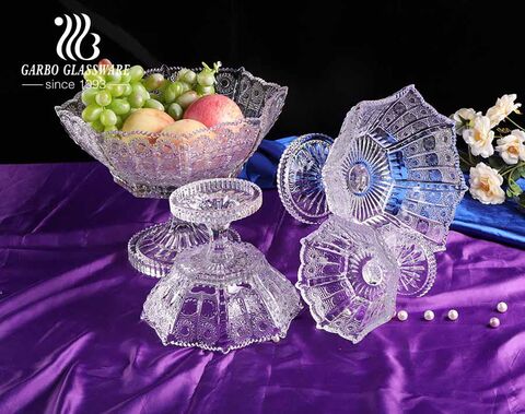 4 Sizes Luxury Mid-east Style Stylish Glass Fruit Bowl with Crazily Popular Sunflower Design