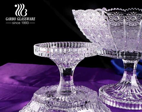 4 Sizes Luxury Mid-east Style Stylish Glass Fruit Bowl with Crazily Popular Sunflower Design