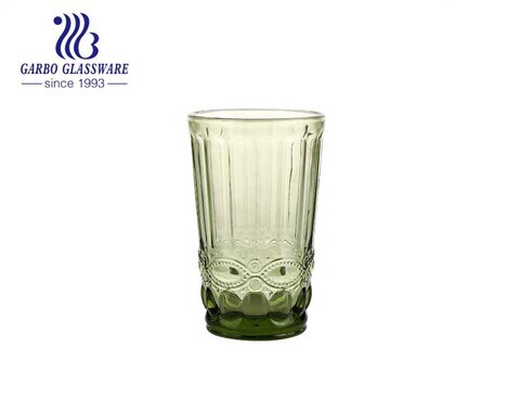 350ml solid color glass tumbler water and juice drinking glass cup green color popular for home decorating 