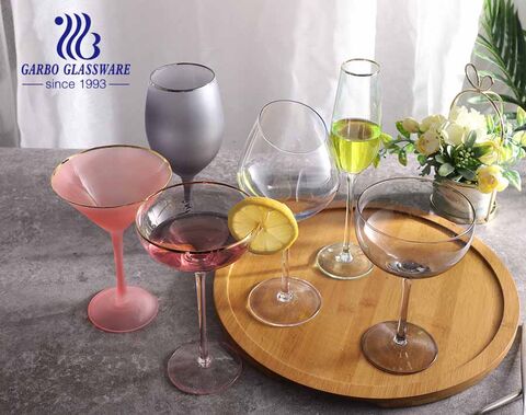 9.5OZ Amazon top seller Eco-friendly glass stemware decorative with gold rim wine glass custom design newest style glass goblet