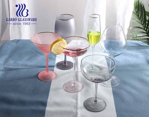 9.5OZ Amazon best seller Verre à pied en verre écologique décoratif avec verre à vin à jante en or design personnalisé plus récent gobelet en verre de style