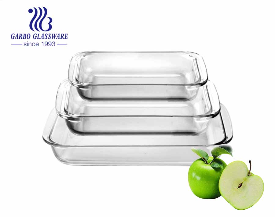3pcs Microwave and oven safe glass plate nonstick bakeware cookware eco-friendly amazon top seller tray baking pan