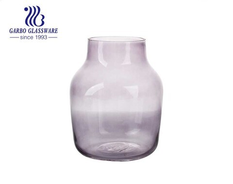 Purple hand- blown glass flower wedding party decorative flower vase tabletop glass vase 