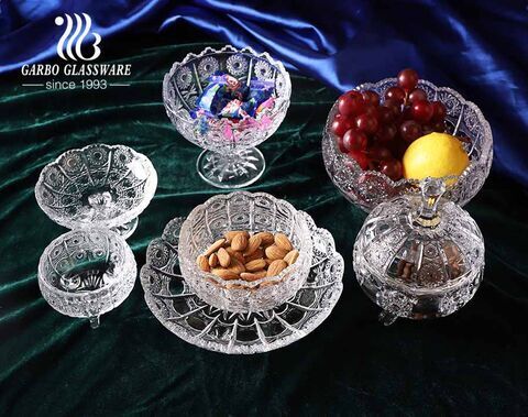 Multi designs Egypt elegant glass candy jars wholesale glass candy dish sunflower design