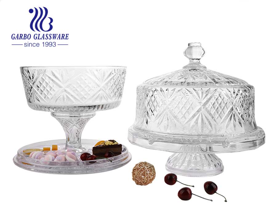 Circleware glass cake plate with dome cover and stand upside down for multifunctional