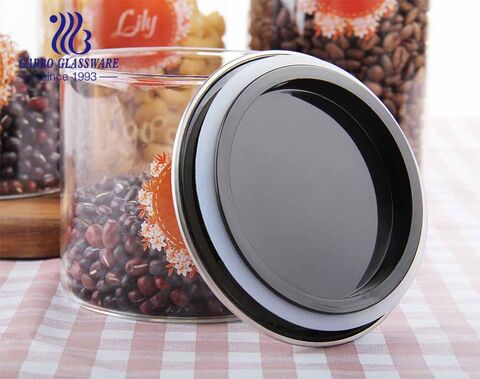 Eco-friendly wholesale household use borosilicate cookie candy honey food glass storage jar with airtight lid storage tank