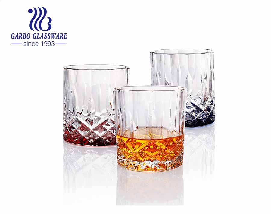 In stock 8oz 10oz engraved whiskey glass cup with customized tinted colors