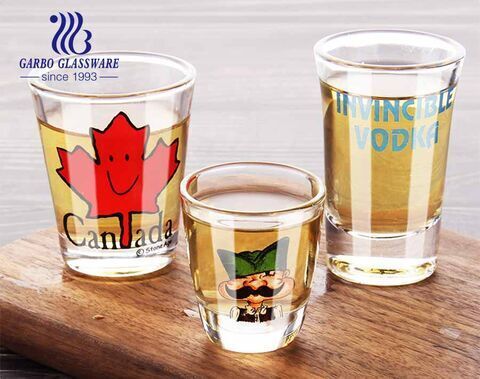 35ml custom decal designs shot glasses short mini vodka liquor spirit glass 