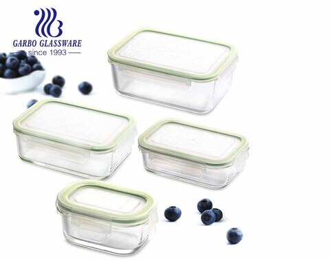 Pyrex-Glas-Lebensmittelbehälter mit silikonversiegelten Deckeln zur Aufbewahrung