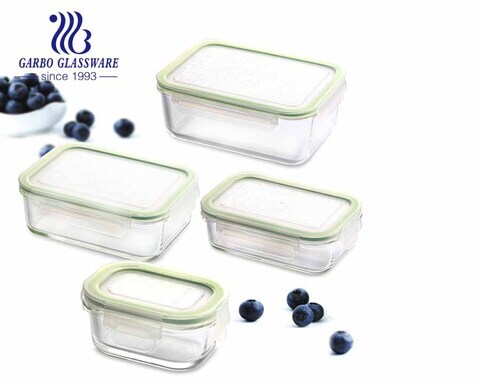 Pyrex glass food containers set with silicone sealed lids for storage