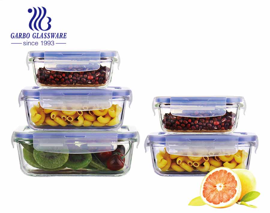 1.2 l quadratische Lunchboxen aus großem Glas mit farbigen Silikondeckeln wasserdicht